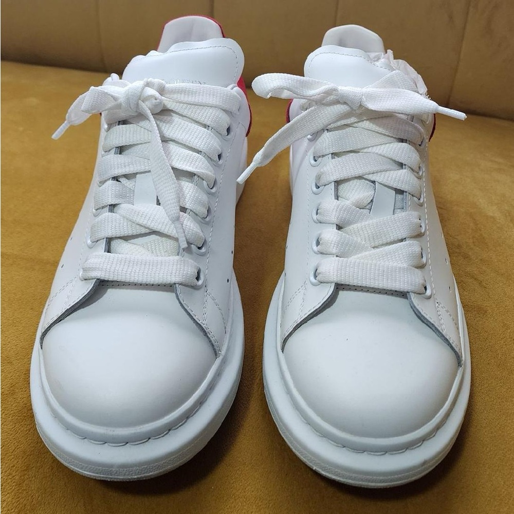 Alexander McQueen White and Red Leather Sneakers